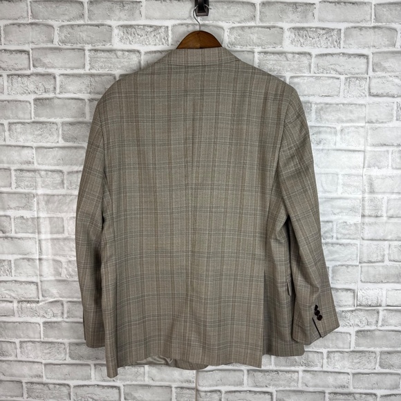 Brooks Brothers Regent Fit Light Beige Plaid 2 Button Blazer Suit Jacket Men 46R - Picture 4 of 13